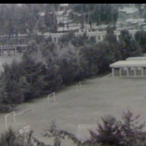 SJS School building (very old arial of the school - black and white)